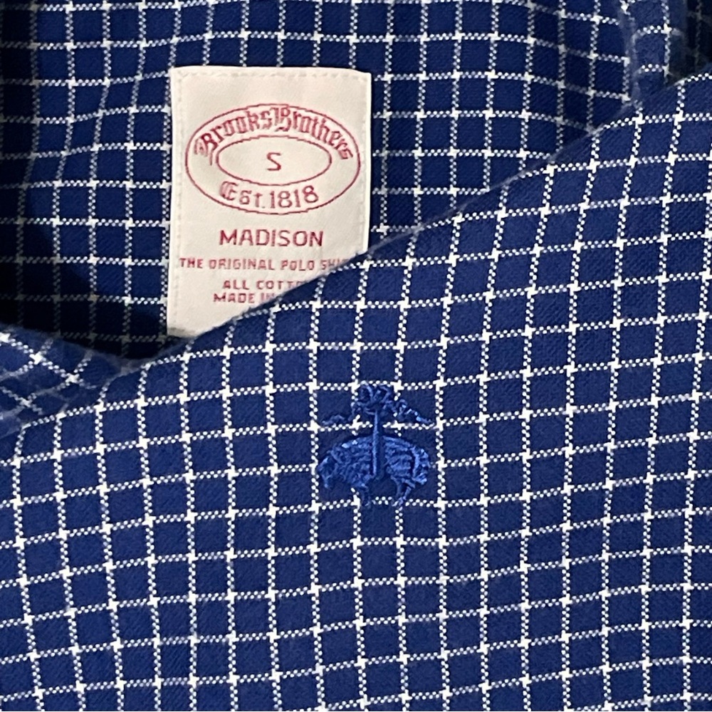 Brooks Brothers Men’s Small (M) Long Sleeve Button Down Shirt Blue Plaid Madison